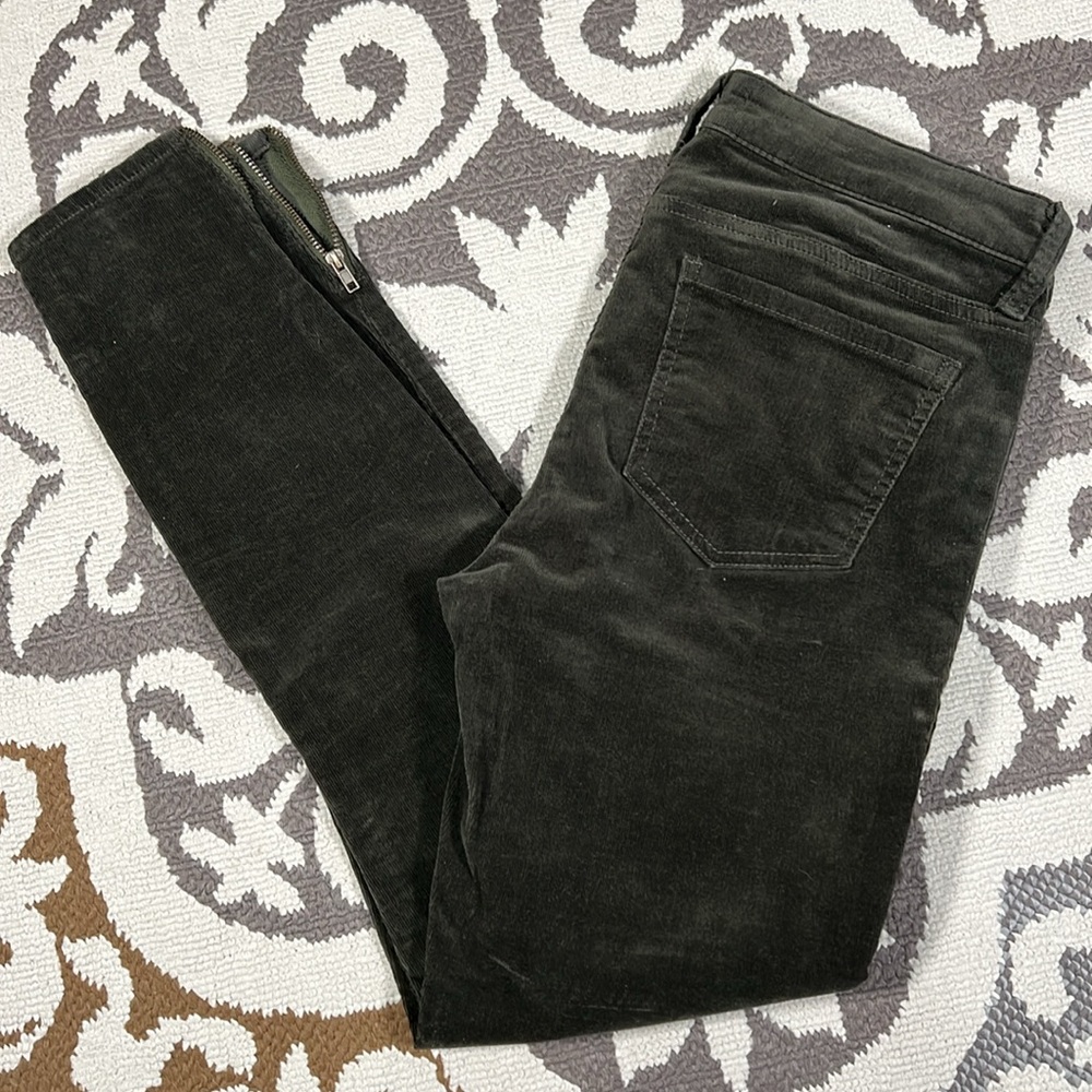 Edyson, dark olive green, brushed, ankle skinny pants